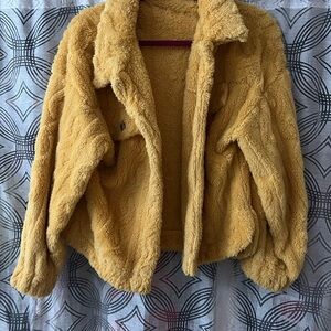 Cozy Mustard Yellow Faux Fur Jacket